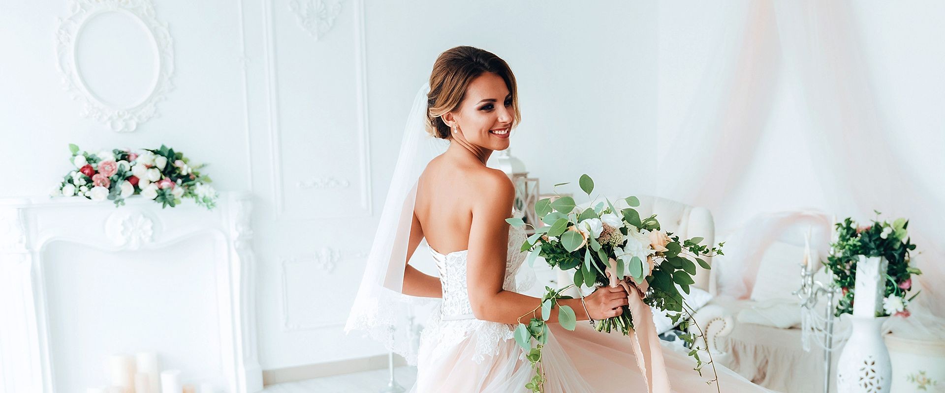 Beautiful bride with bouquet